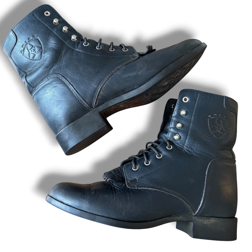 Ariat Heritage Lacer Black Leather Western Paddock Boots Womens‎ 7.5 B 15702